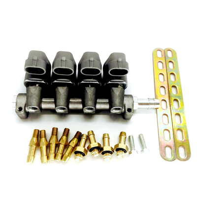 High Performance 4 Cylinder Grey LPG CNG Injector Rail For Fuel Gas Injection System