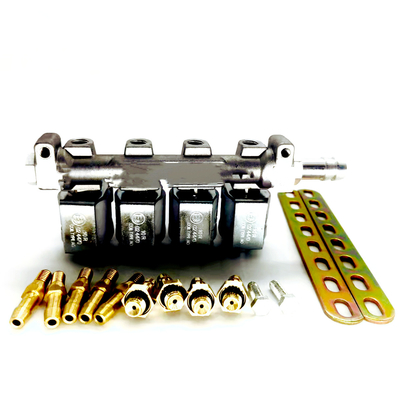 High Performance 4 Cylinder Grey LPG CNG Injector Rail For Fuel Gas Injection System